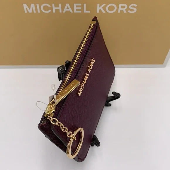 MICHAEL KORS SMALL TOP ZIP COINPOUCH WITH ID BORDEAUX COLOR - Picture 3 of 11
